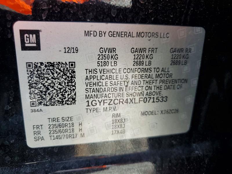 2020 Cadillac Xt4 მანქანა იყიდება აუქციონზე, vin: 1GYFZCR4XLF071533, აუქციონის ნომერი: 57183886