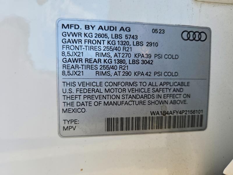 58394846 :رقم المزاد ، WA1B4AFY4P2156101 vin ، 2023 Audi Sq5 مزاد بيع