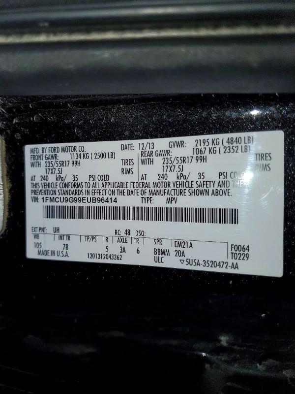 Aukcja sprzedaży 2014 Ford Escape, vin: 1FMCU9G99EUB96414, numer aukcji: 57972896