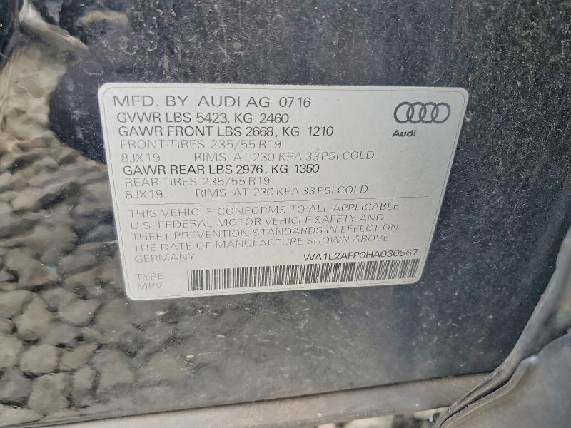 58200766 :رقم المزاد ، WA1L2AFP0HA030567 vin ، 2017 Audi Q5 مزاد بيع