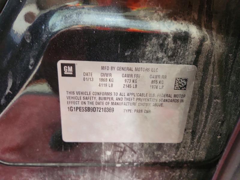 57004286 :رقم المزاد ، 1G1PE5SB9D7210369 vin ، 2013 Chevrolet Cruze مزاد بيع