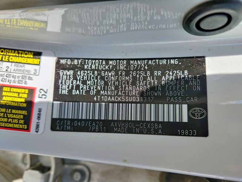 Aukcja sprzedaży 2025 Toyota Camry, vin: 4T1DAACK5SU031317, numer aukcji: 56925966