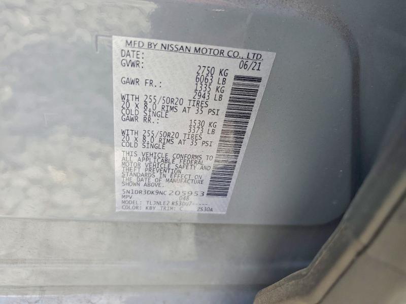 Aukcja sprzedaży 2022 Nissan Pathfinder, vin: 5N1DR3DK9NC205953, numer aukcji: 85982825