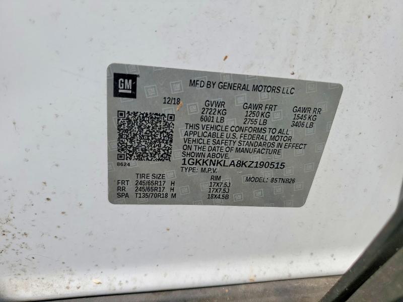 2019 Gmc Acadia მანქანა იყიდება აუქციონზე, vin: 1GKKNKLA8KZ190515, აუქციონის ნომერი: 56153066