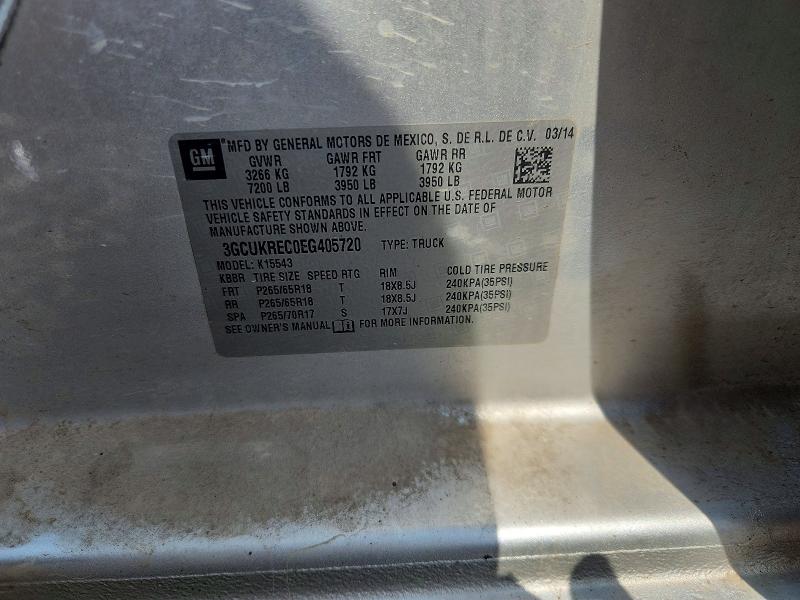 Aukcja sprzedaży 2014 Chevrolet Silverado, vin: 3GCUKREC0EG405720, numer aukcji: 58806996