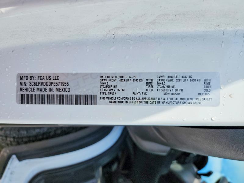 2023 Ram Promaster 2500 მანქანა იყიდება აუქციონზე, vin: 3C6LRVDG0PE571956, აუქციონის ნომერი: 56167946