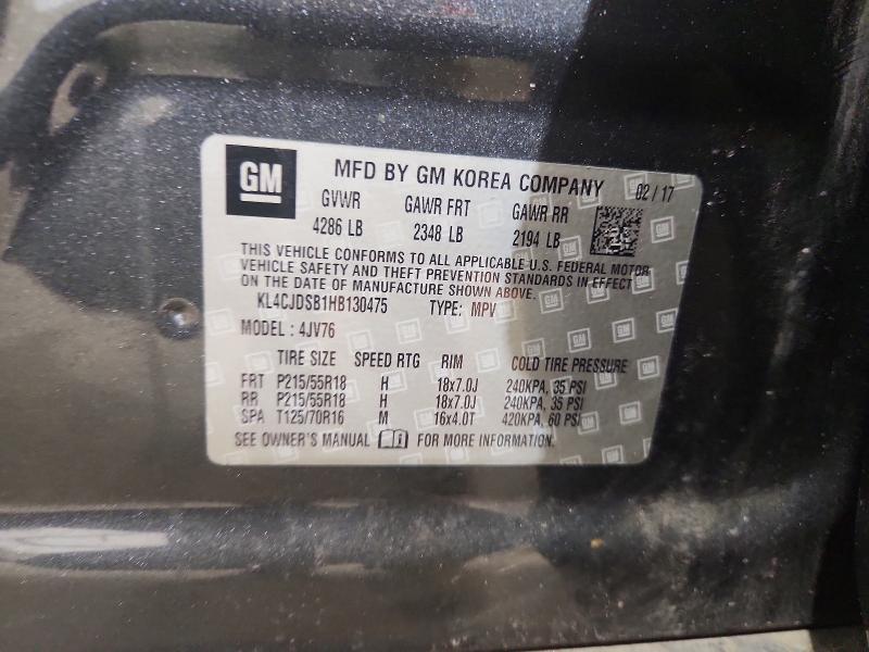 56798606 :رقم المزاد ، KL4CJDSB1HB130475 vin ، 2017 Buick Encore مزاد بيع
