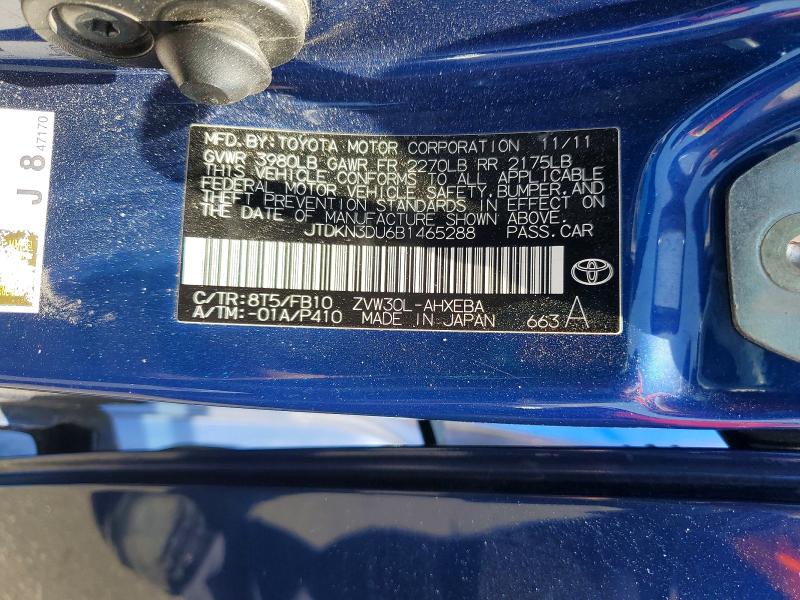 56154816 :رقم المزاد ، JTDKN3DU6B1465288 vin ، 2011 Toyota Prius مزاد بيع