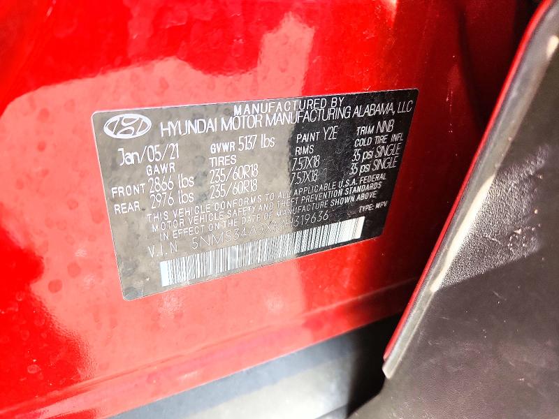 55687266 :رقم المزاد ، 5NMS34AJXMH319636 vin ، 2021 Hyundai Santa Fe مزاد بيع
