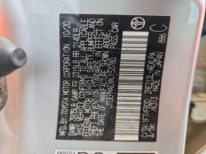 Aukcja sprzedaży 2021 Toyota Corolla, vin: JTDEPMAEXMJ153780, numer aukcji: 57604786