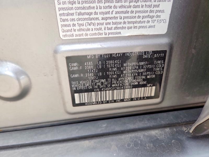 59068516 :رقم المزاد ، 4S4BRCKC9B3439802 vin ، 2011 Subaru Outback مزاد بيع