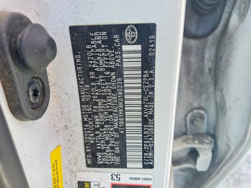 Продажа на аукционе авто 2019 Toyota Camry, vin: 4T1B61HK8KU180239, номер лота: 58323246