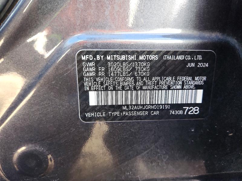 Продаж на аукціоні авто 2024 Mitsubishi Mirage, vin: ML32AUHJ0RH019191, номер лоту: 59020276