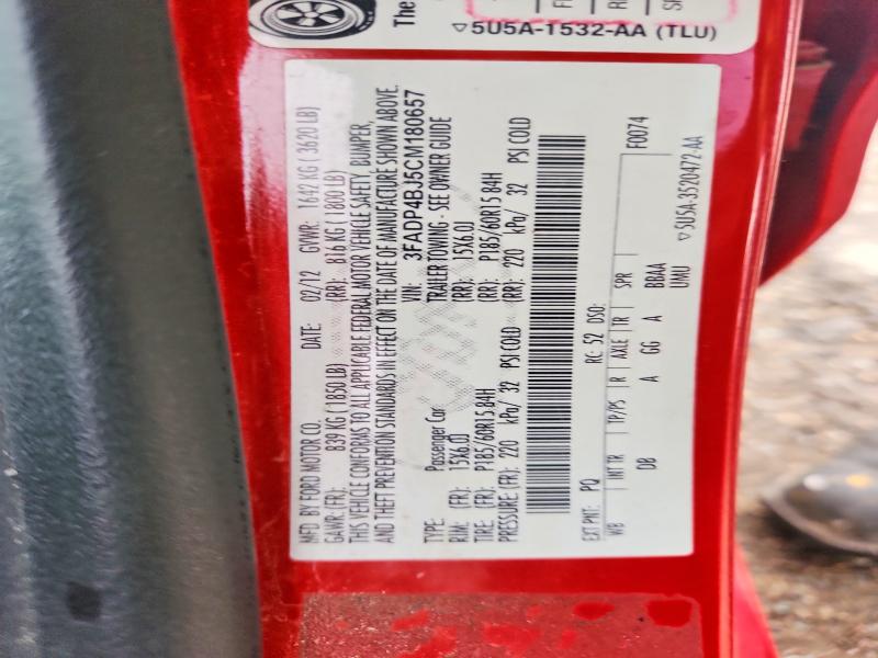 2012 Ford Fiesta მანქანა იყიდება აუქციონზე, vin: 3FADP4BJ5CM180657, აუქციონის ნომერი: 56412336