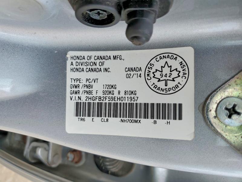 Продаж на аукціоні авто 2014 Honda Civic, vin: 2HGFB2F59EH011957, номер лоту: 56169386