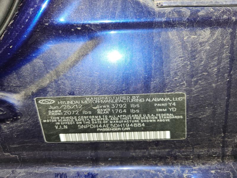 Aukcja sprzedaży 2013 Hyundai Elantra, vin: 5NPDH4AE5DH194884, numer aukcji: 55546156
