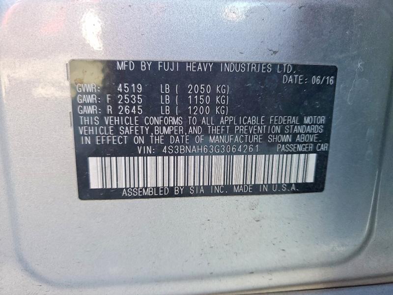 Aukcja sprzedaży 2016 Subaru Legacy, vin: 4S3BNAH63G3064261, numer aukcji: 58755896