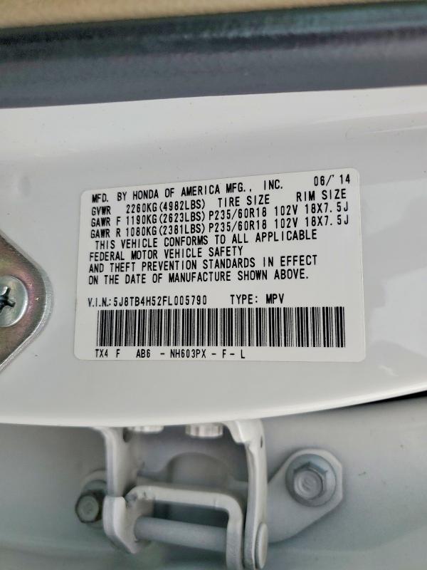 2015 Acura Rdx მანქანა იყიდება აუქციონზე, vin: 5J8TB4H52FL005790, აუქციონის ნომერი: 58987866