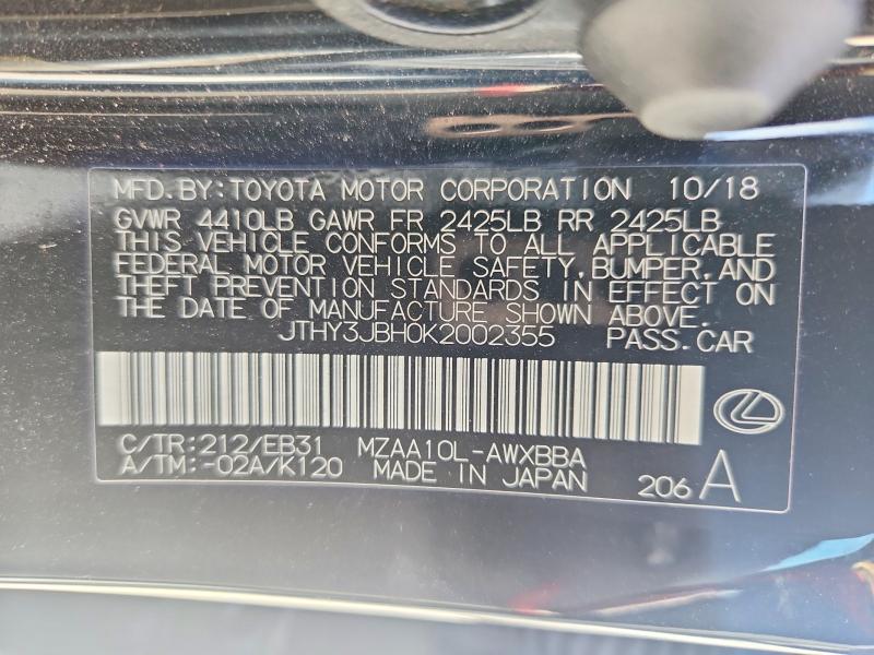 Auction sale of the 2019 Lexus Ux, vin: JTHY3JBH0K2002355, lot number: 57297686