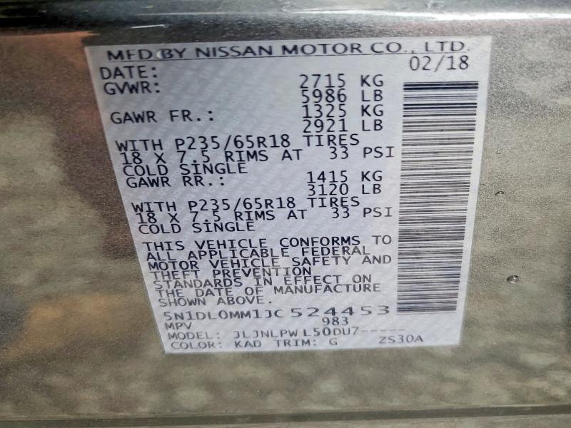 Продажа на аукционе авто 2018 Infiniti Qx60, vin: 5N1DL0MM1JC524453, номер лота: 57882236