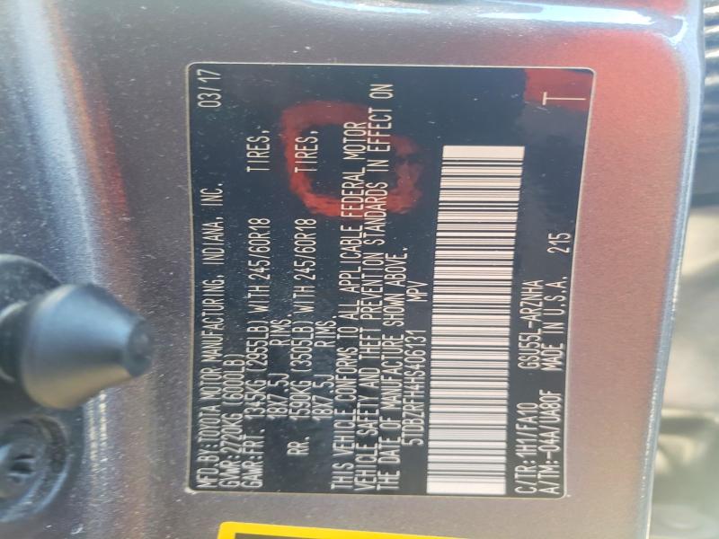 Aukcja sprzedaży 2017 Toyota Highlander, vin: 5TDBZRFH4HS406131, numer aukcji: 54051536