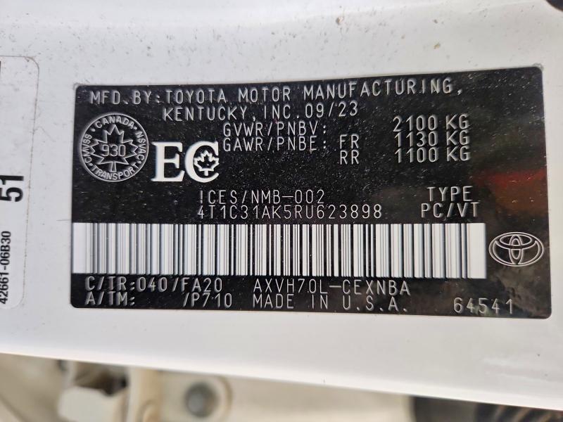 Продажа на аукционе авто 2024 Toyota Camry, vin: 4T1C31AK5RU623898, номер лота: 55246786