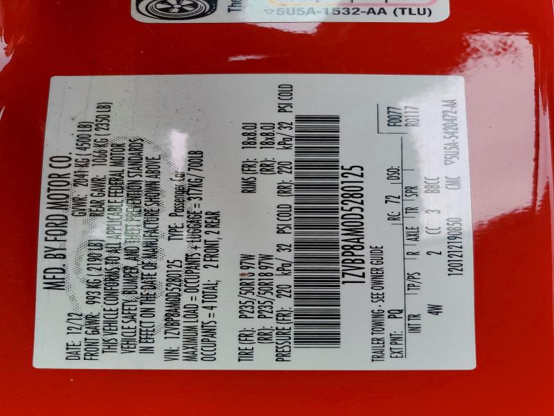 Продажа на аукционе авто 2013 Ford Mustang, vin: 1ZVBP8AM0D5280125, номер лота: 57740876