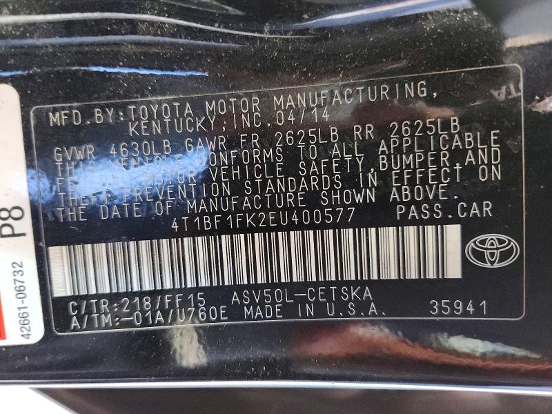 Aukcja sprzedaży 2014 Toyota Camry, vin: 4T1BF1FK2EU400577, numer aukcji: 55796316
