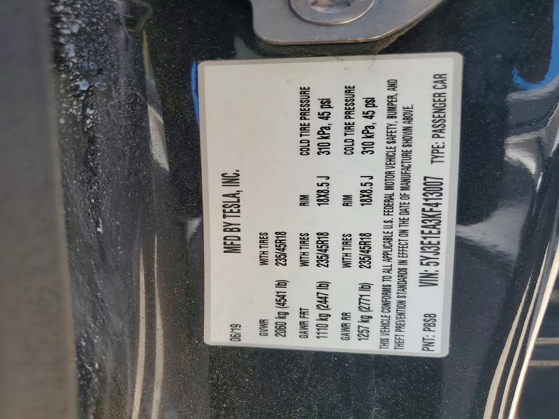 Aukcja sprzedaży 2019 Tesla Model 3, vin: 5YJ3E1EA3KF413007, numer aukcji: 56107916