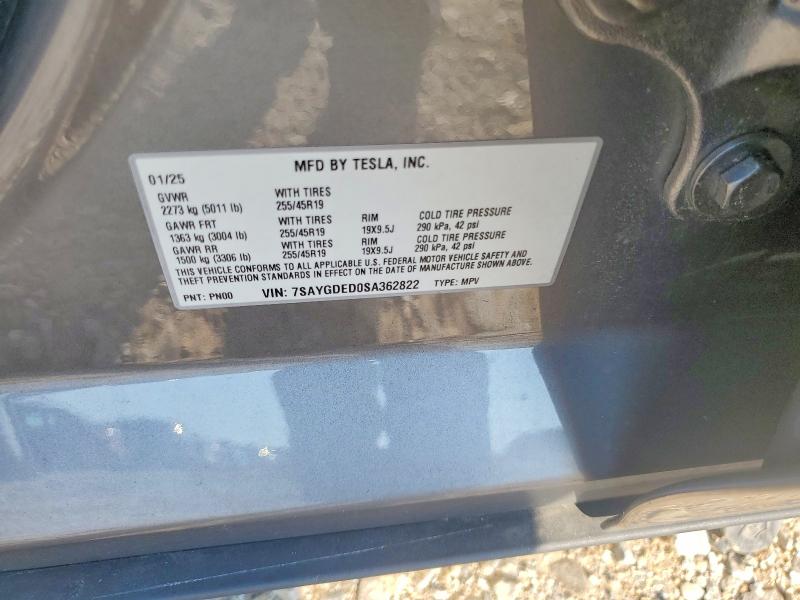 Продаж на аукціоні авто 2025 Tesla Model Y, vin: 7SAYGDED0SA362822, номер лоту: 56052436