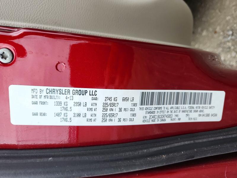 2013 Chrysler Town & Country მანქანა იყიდება აუქციონზე, vin: 2C4RC1BG3DR745853, აუქციონის ნომერი: 58058956