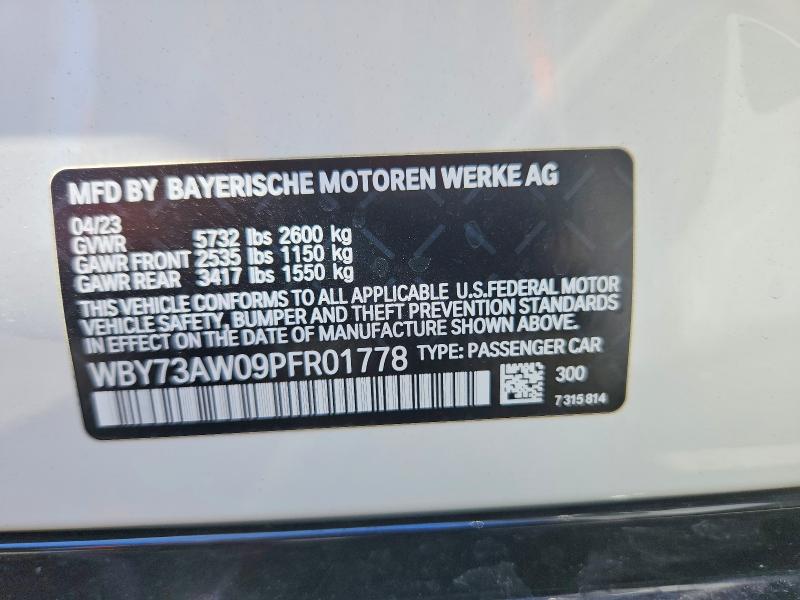 Aukcja sprzedaży 2023 Bmw I4, vin: WBY73AW09PFR01778, numer aukcji: 57445966