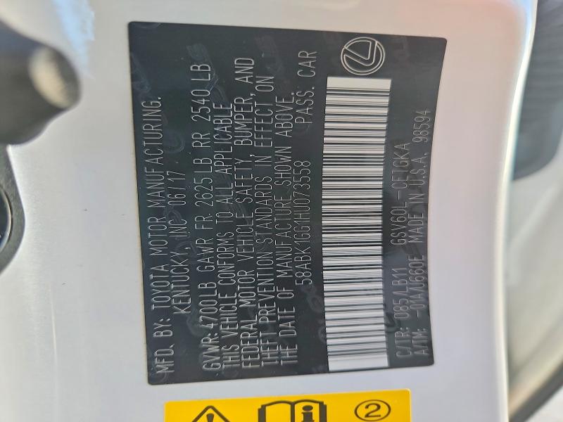 Продаж на аукціоні авто 2017 Lexus Es, vin: 58ABK1GG1HU073558, номер лоту: 56720186
