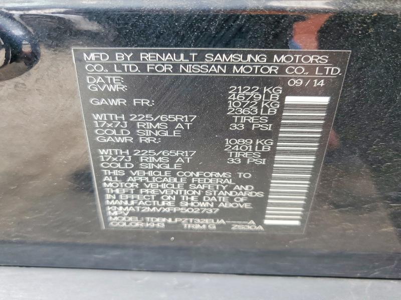 2015 Nissan Rogue მანქანა იყიდება აუქციონზე, vin: KNMAT2MVXFP502737, აუქციონის ნომერი: 56573316