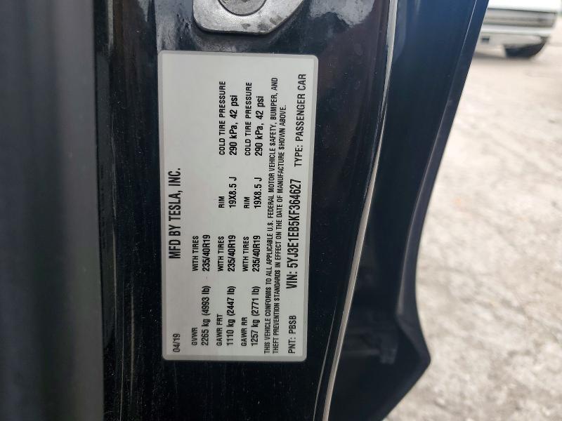 Продажа на аукционе авто 2019 Tesla Model 3, vin: 5YJ3E1EB5KF364627, номер лота: 55499256