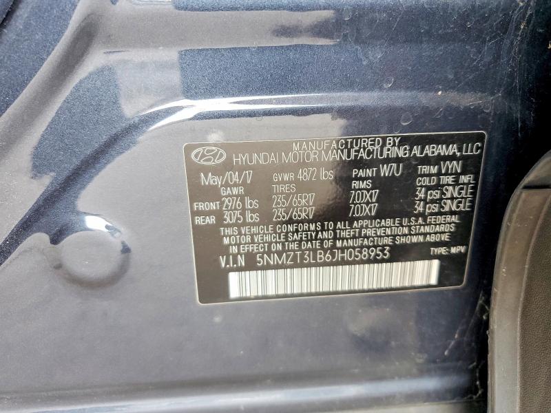 2018 Hyundai Santa Fe Sport მანქანა იყიდება აუქციონზე, vin: 5NMZT3LB6JH058953, აუქციონის ნომერი: 57008196