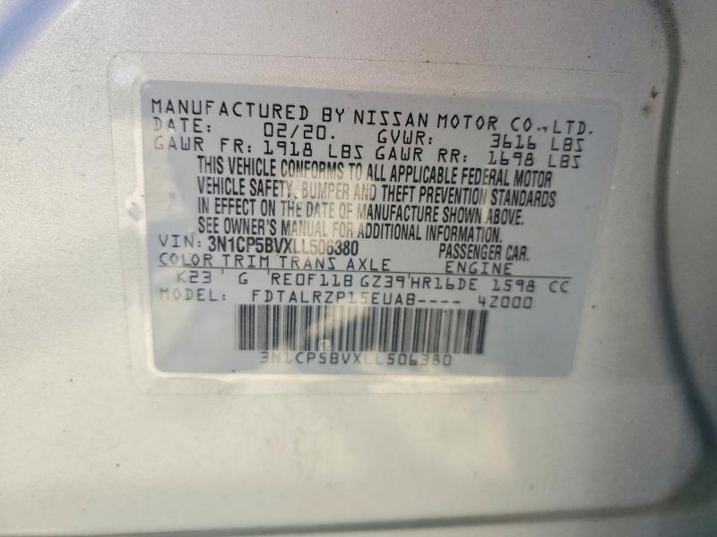 Продаж на аукціоні авто 2020 Nissan Kicks, vin: 3N1CP5BVXLL506380, номер лоту: 58294856