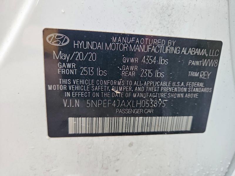 Продажа на аукционе авто 2020 Hyundai Sonata, vin: 5NPEF4JAXLH053895, номер лота: 56330626