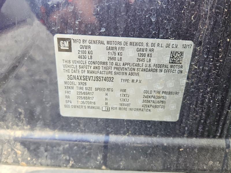 Продаж на аукціоні авто 2018 Chevrolet Equinox, vin: 3GNAXSEV7JS574032, номер лоту: 58442836