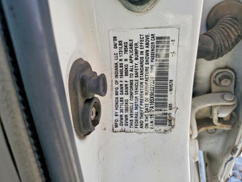 58827036 :رقم المزاد ، 19XFA165X9E027324 vin ، 2009 Honda Civic مزاد بيع
