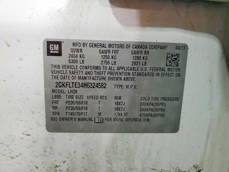 Aukcja sprzedaży 2017 Gmc Terrain, vin: 2GKFLTE34H6324582, numer aukcji: 56984866