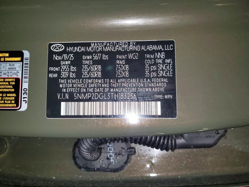 Продажа на аукционе авто 2026 Hyundai Santa Fe, vin: 5NMP2DGL3TH183236, номер лота: 56599706