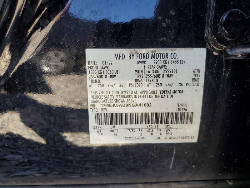 Aukcja sprzedaży 2022 Ford Explorer, vin: 1FM5K8AB8NGA41002, numer aukcji: 59188276