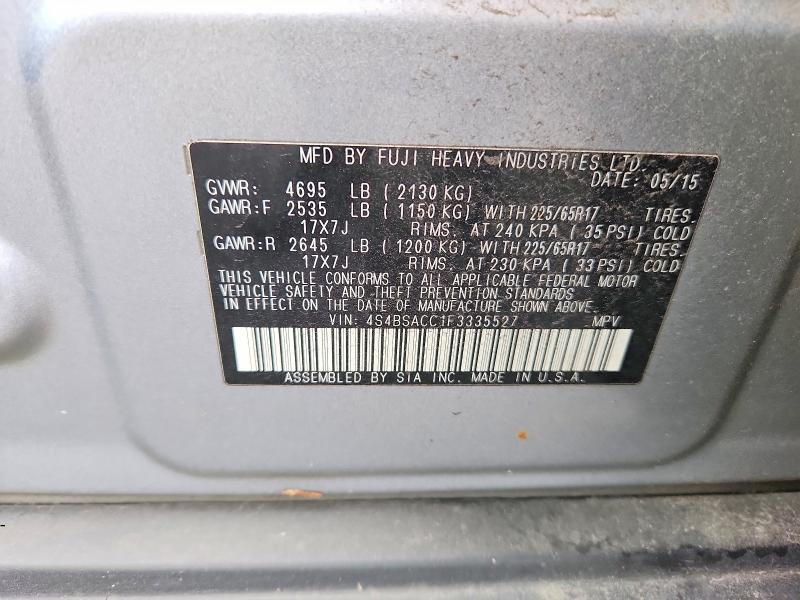 Продажа на аукционе авто 2015 Subaru Outback, vin: 4S4BSACC1F3335527, номер лота: 58469106