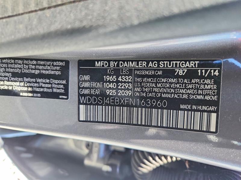 Продажа на аукционе авто 2015 Mercedes-benz Cla, vin: WDDSJ4EBXFN163960, номер лота: 57001056