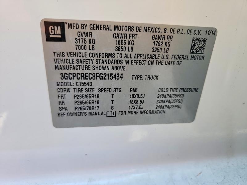 2015 Chevrolet Silverado მანქანა იყიდება აუქციონზე, vin: 3GCPCREC8FG215434, აუქციონის ნომერი: 56586646
