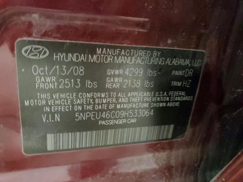 58811586 :رقم المزاد ، 5NPEU46C09H533064 vin ، 2009 Hyundai Sonata مزاد بيع