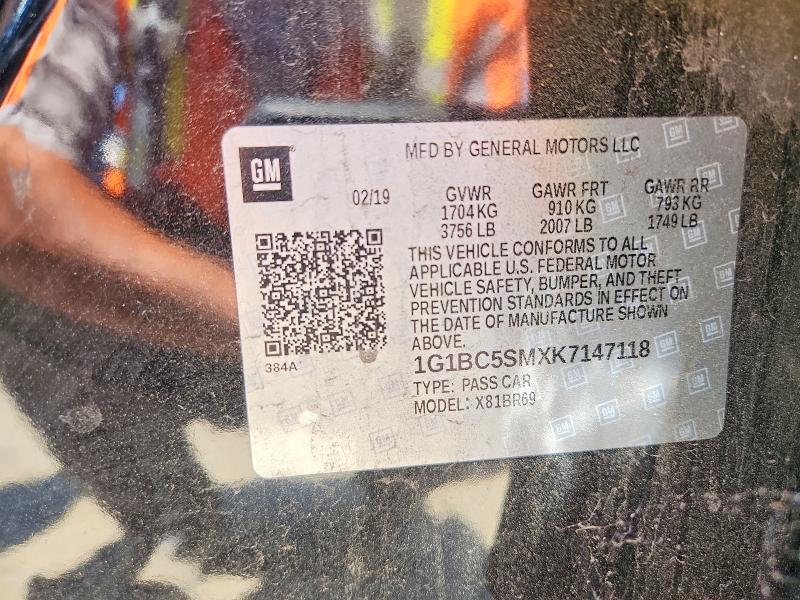 Продажа на аукционе авто 2019 Chevrolet Cruze, vin: 1G1BC5SMXK7147118, номер лота: 57377016