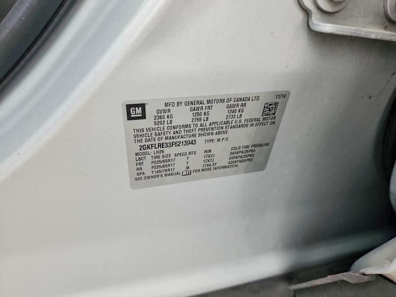 56740726 :رقم المزاد ، 2GKFLRE33F6213943 vin ، 2015 Gmc Terrain مزاد بيع