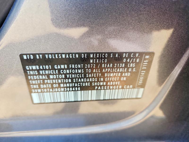 Продажа на аукционе авто 2016 Volkswagen Jetta, vin: 3VW167AJ8GM368496, номер лота: 55646876